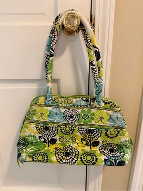Vera Bradley Lime Green & Aqua Quilted Floral Shoulder Bag